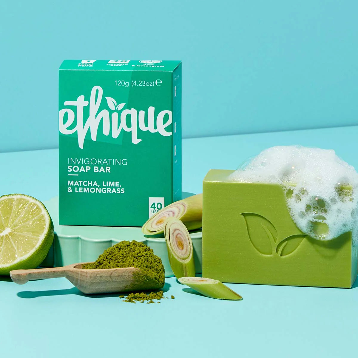 Ethique Invigorating Matcha, Lime, & Lemongrass Soap Bar-The Living Co.