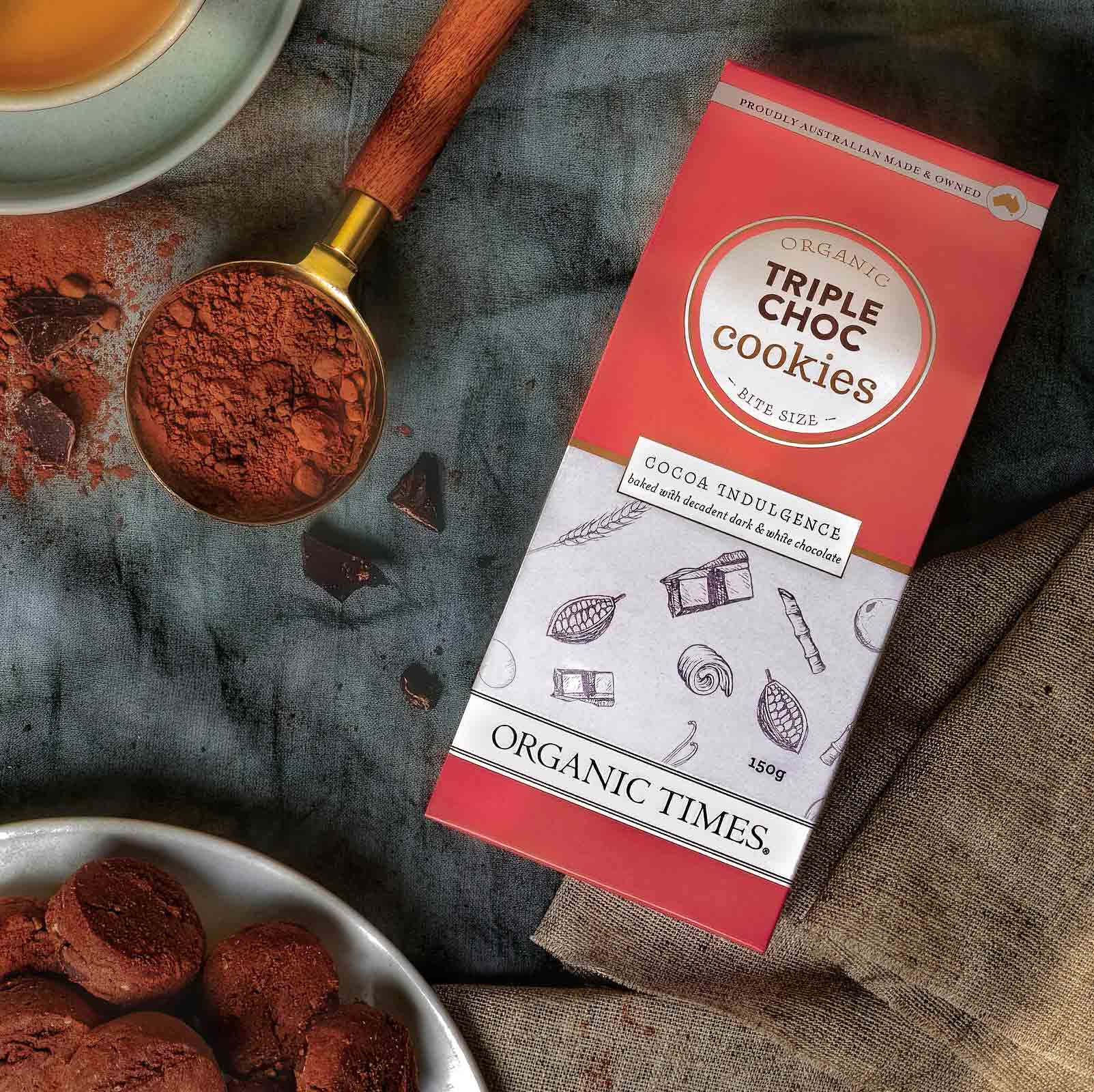 Organic Times Triple Choc Cookies 150g-The Living Co.