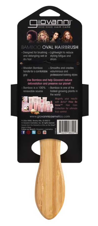 Giovanni Bamboo Hair Brush Paddle - Nylon, Ball-Tipped Bristles