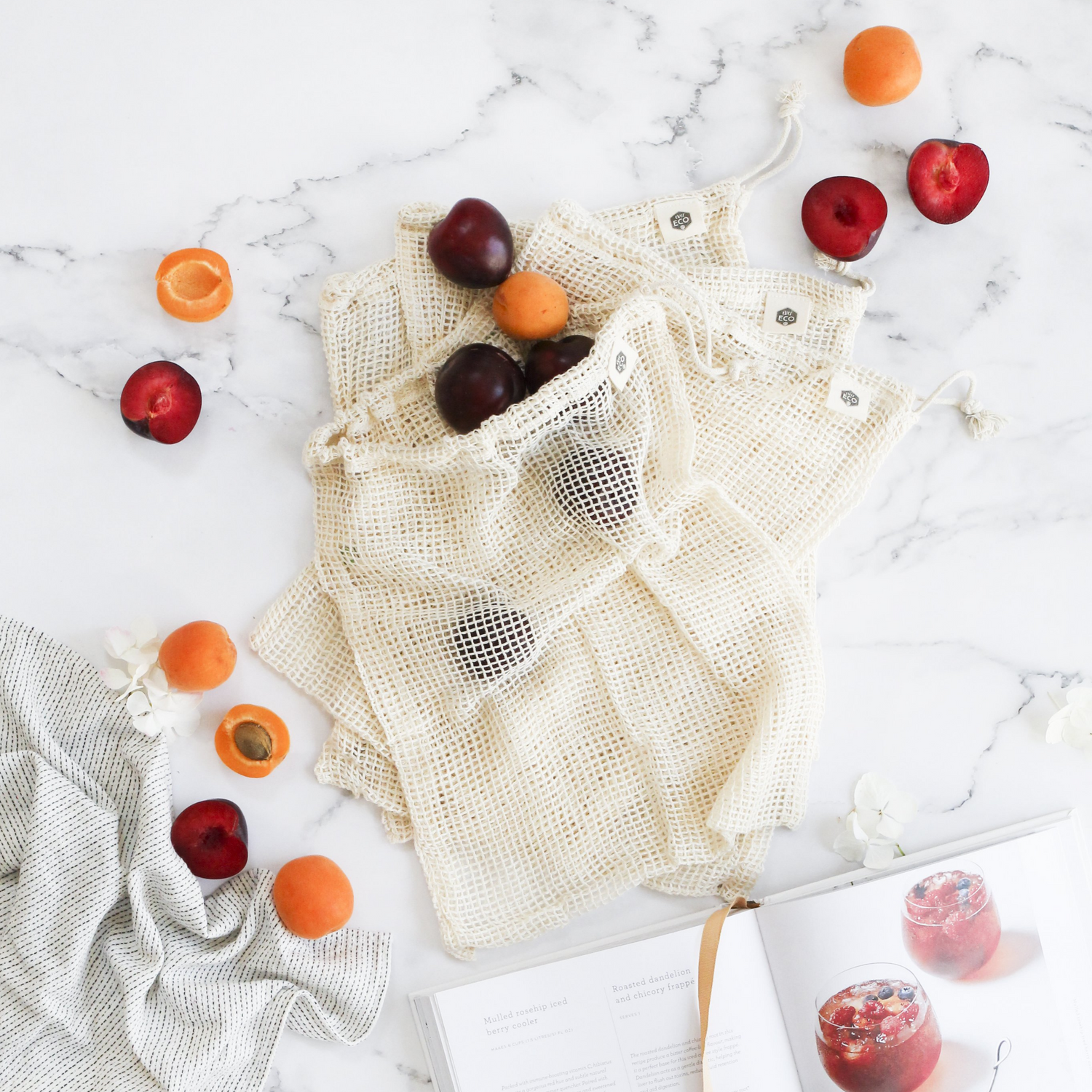 Ever Eco Organic Cotton Net Produce Bags 4pk-The Living Co.