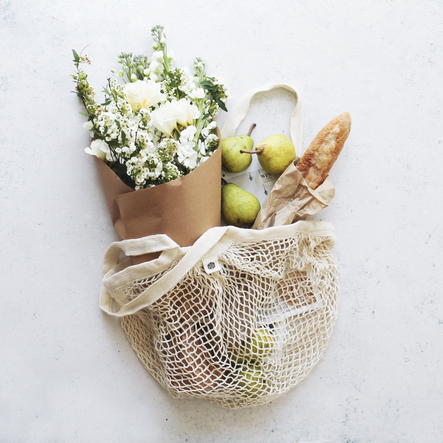 Ever Eco Organic Cotton Net Tote Bag - Long Handle-The Living Co.