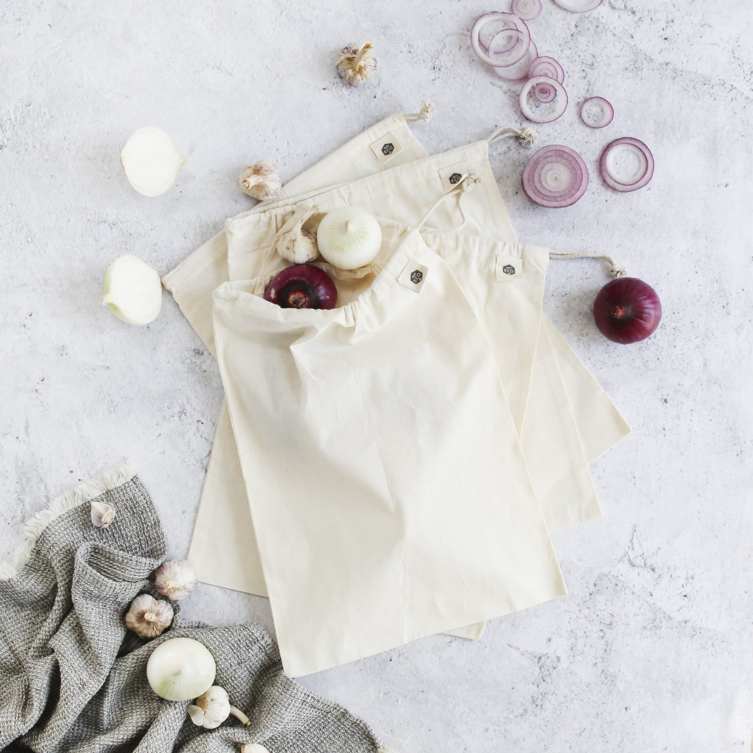 Ever Eco Organic Cotton Muslin Produce Bags 4pk-The Living Co.