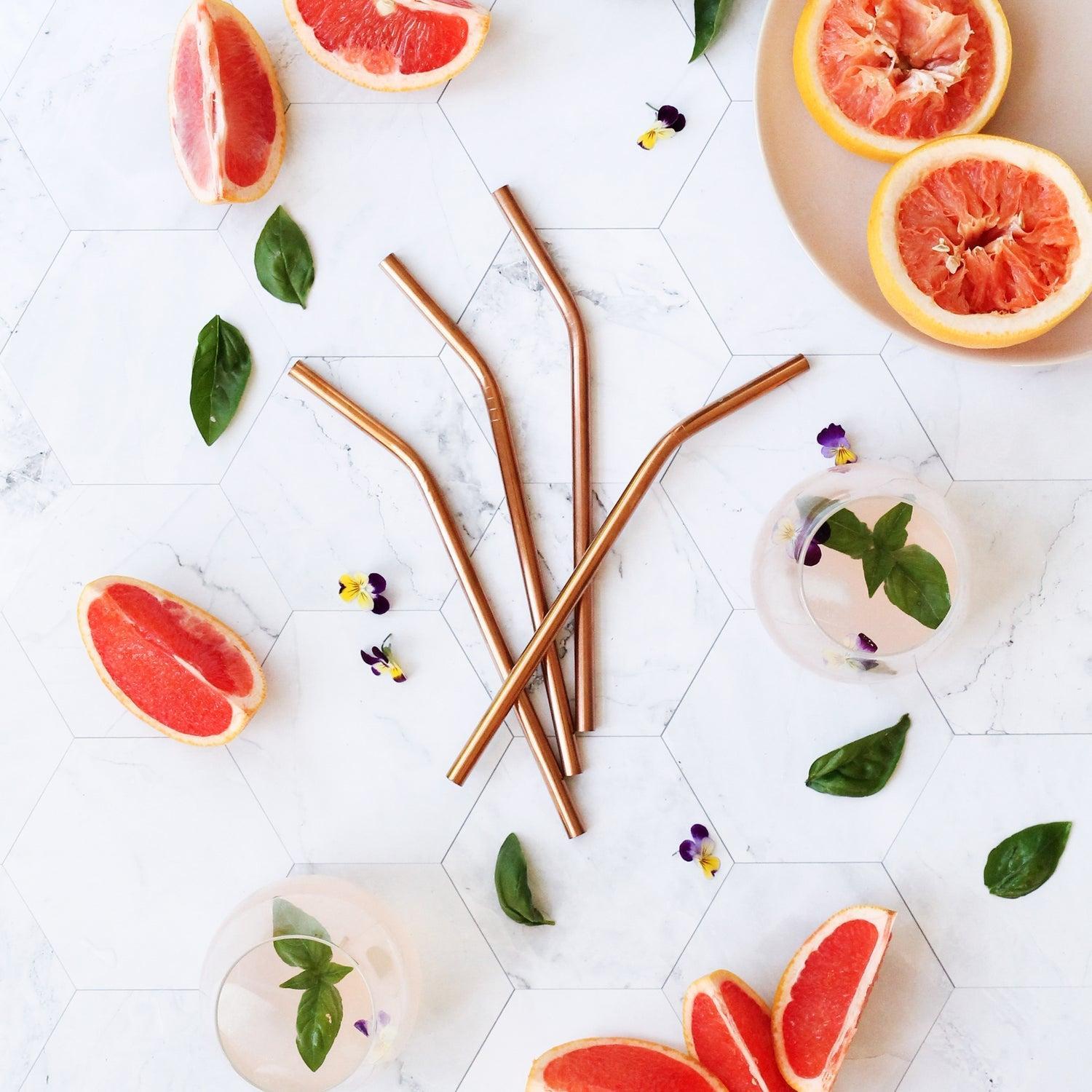 Ever Eco Rose Gold Straws Bent - 4pk