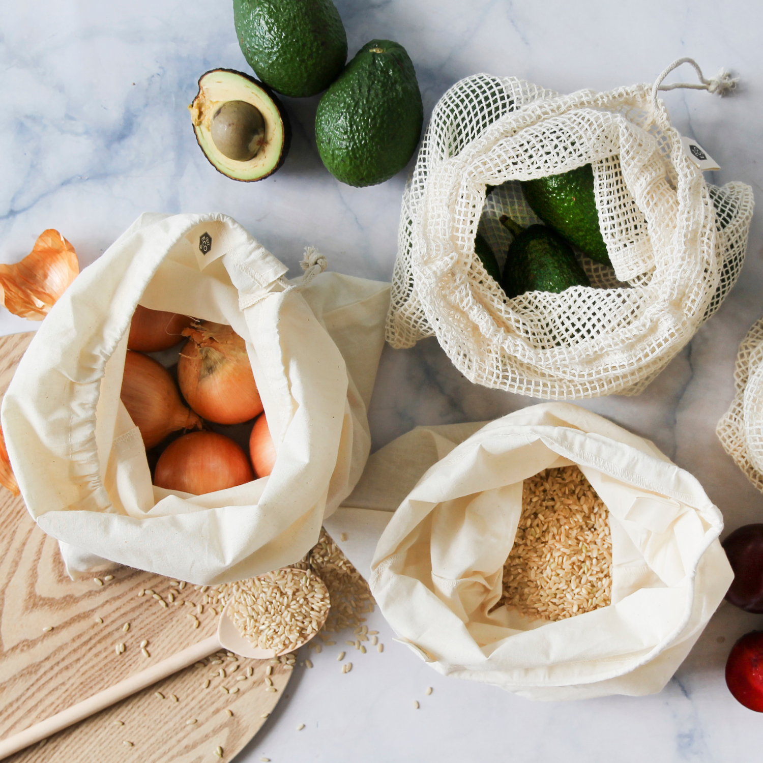 Ever Eco Organic Cotton Muslin Produce Bags 4pk