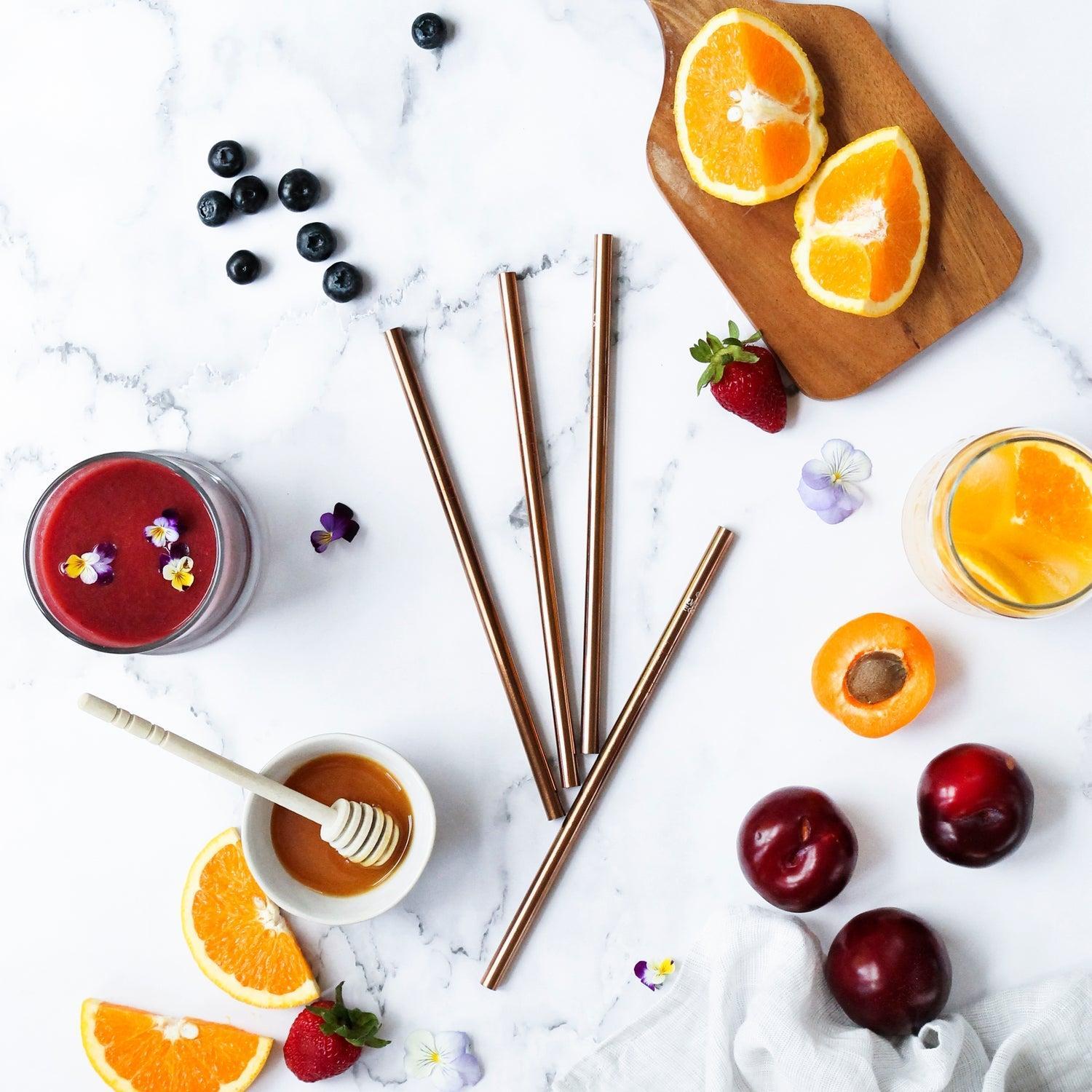 Ever Eco Rose Gold Straight Straws - 4pk