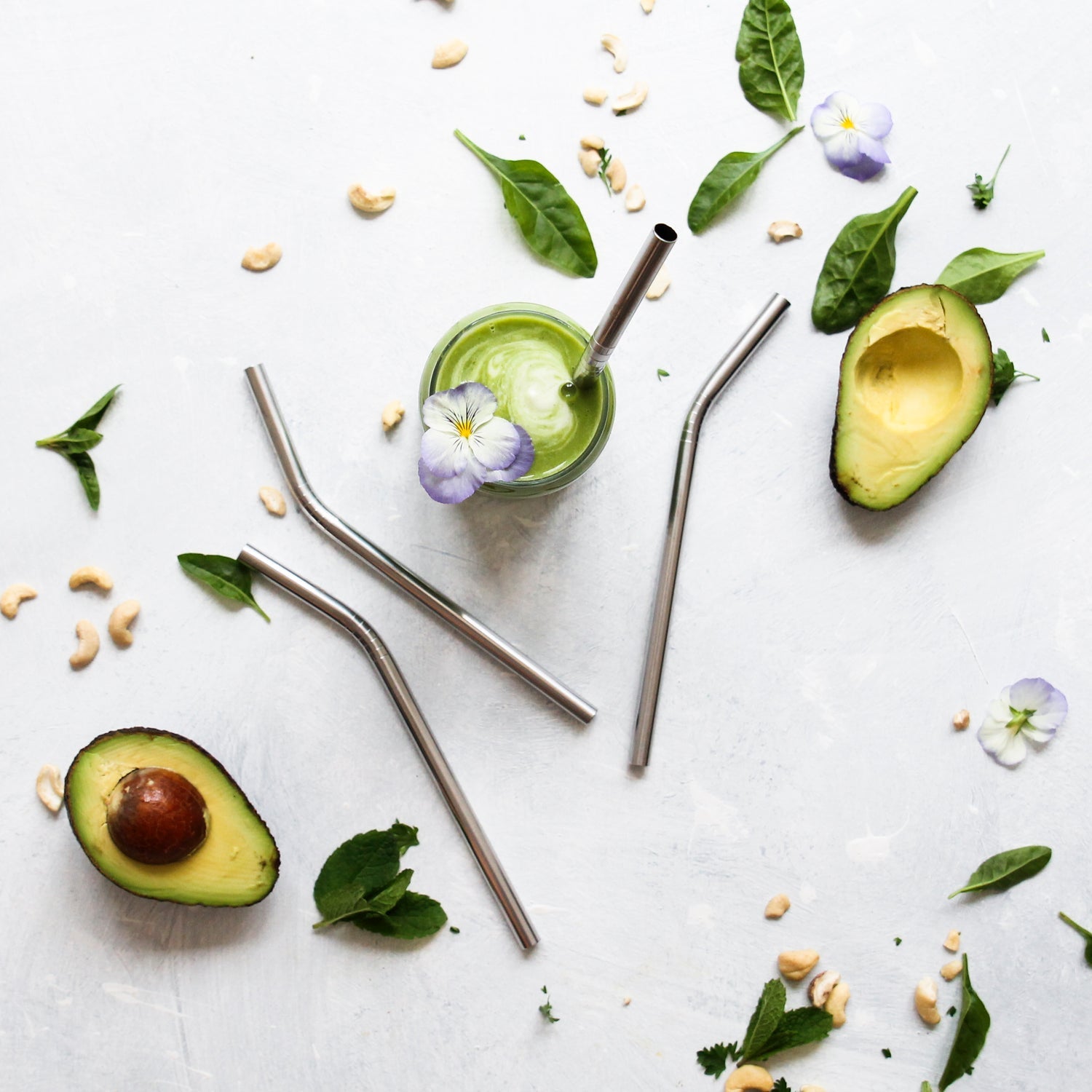 Ever Eco Stainless Steel Smoothie Straws bent - 4pk