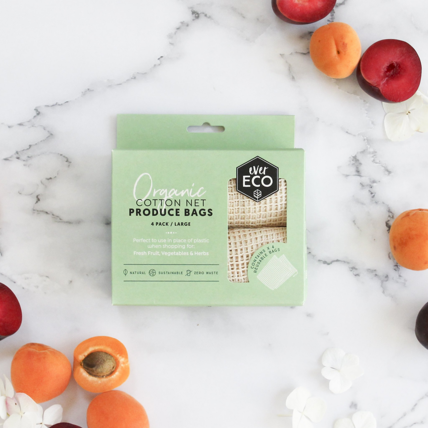 Ever Eco Organic Cotton Net Produce Bags 4pk