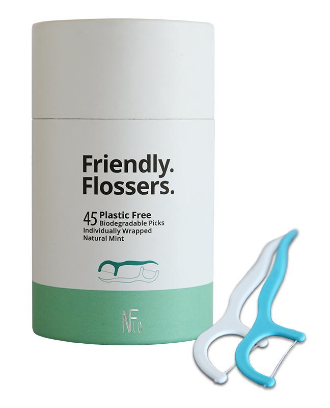 Nfco Friendly Flossers Biodegradable Picks (Natural Mint) x 45 Pack-The Living Co.