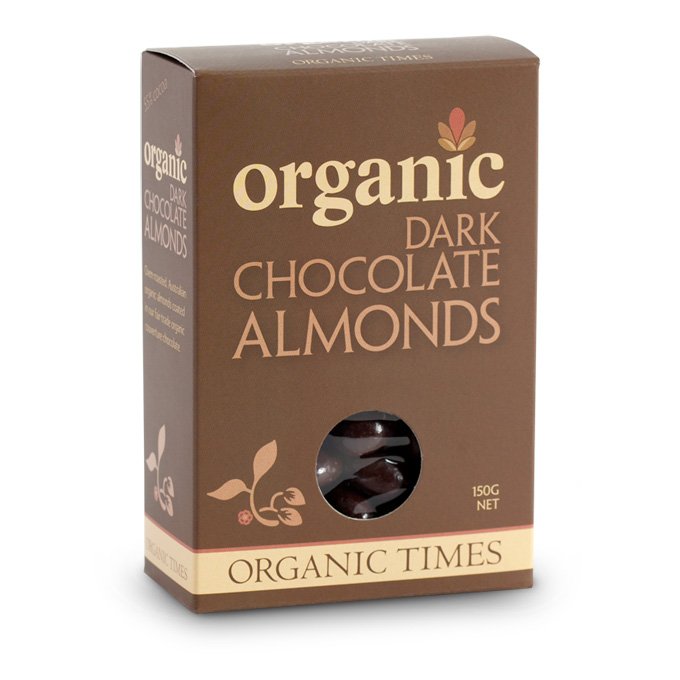 Organic Times Dark Chocolate Almonds 150g-The Living Co.