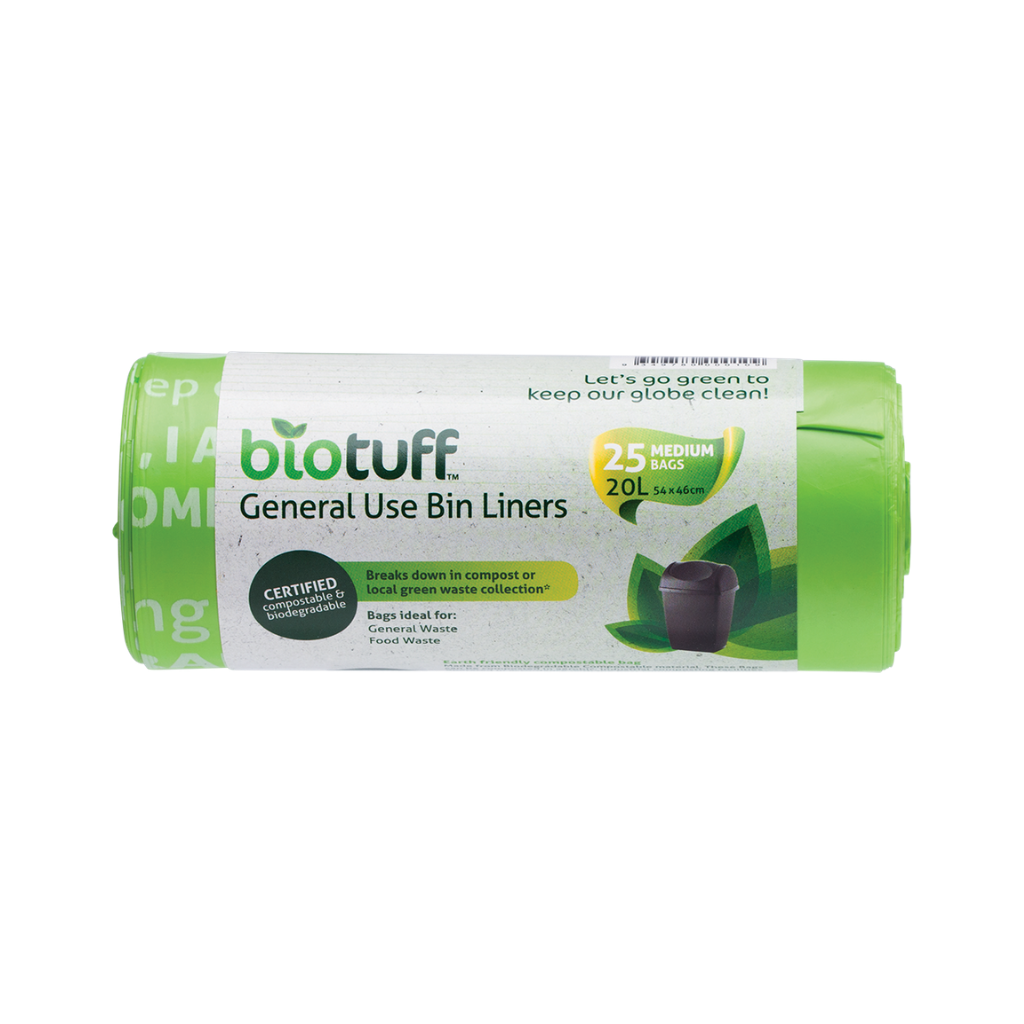 Biotuff General Use Bin Liners Medium Bags 20L - 25pk
