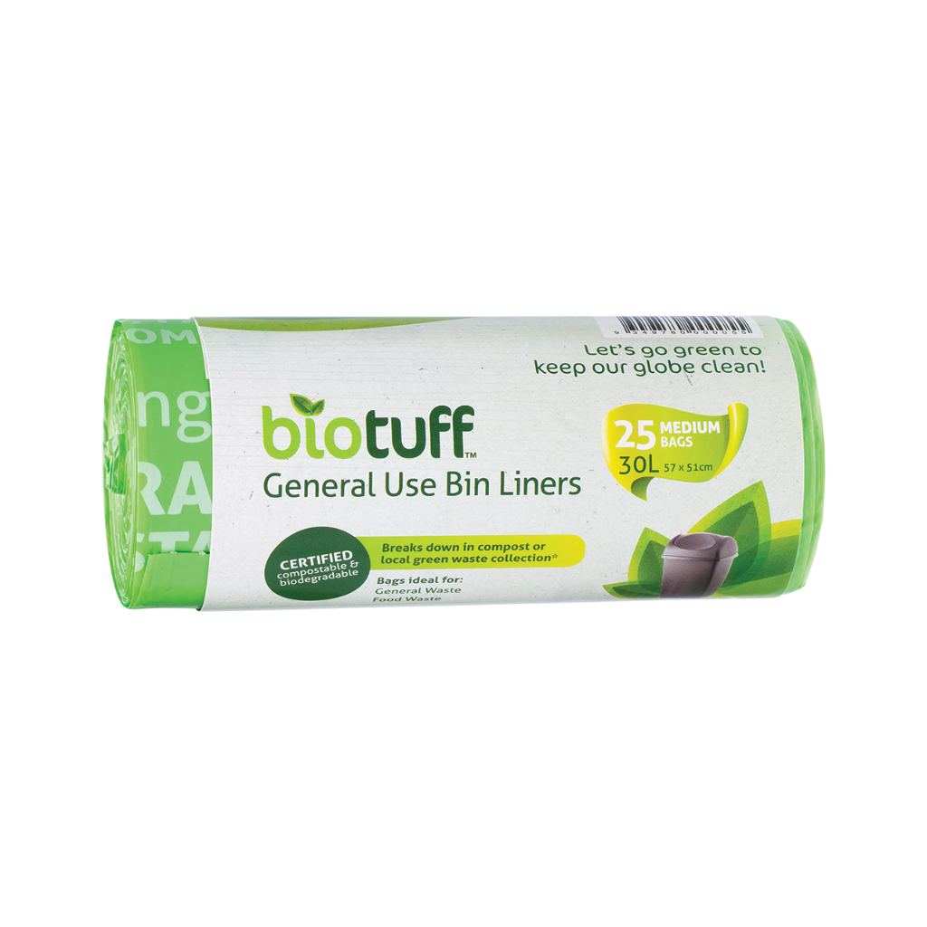 Biotuff General Use Bin Liners Medium Bags 30L - 25pk
