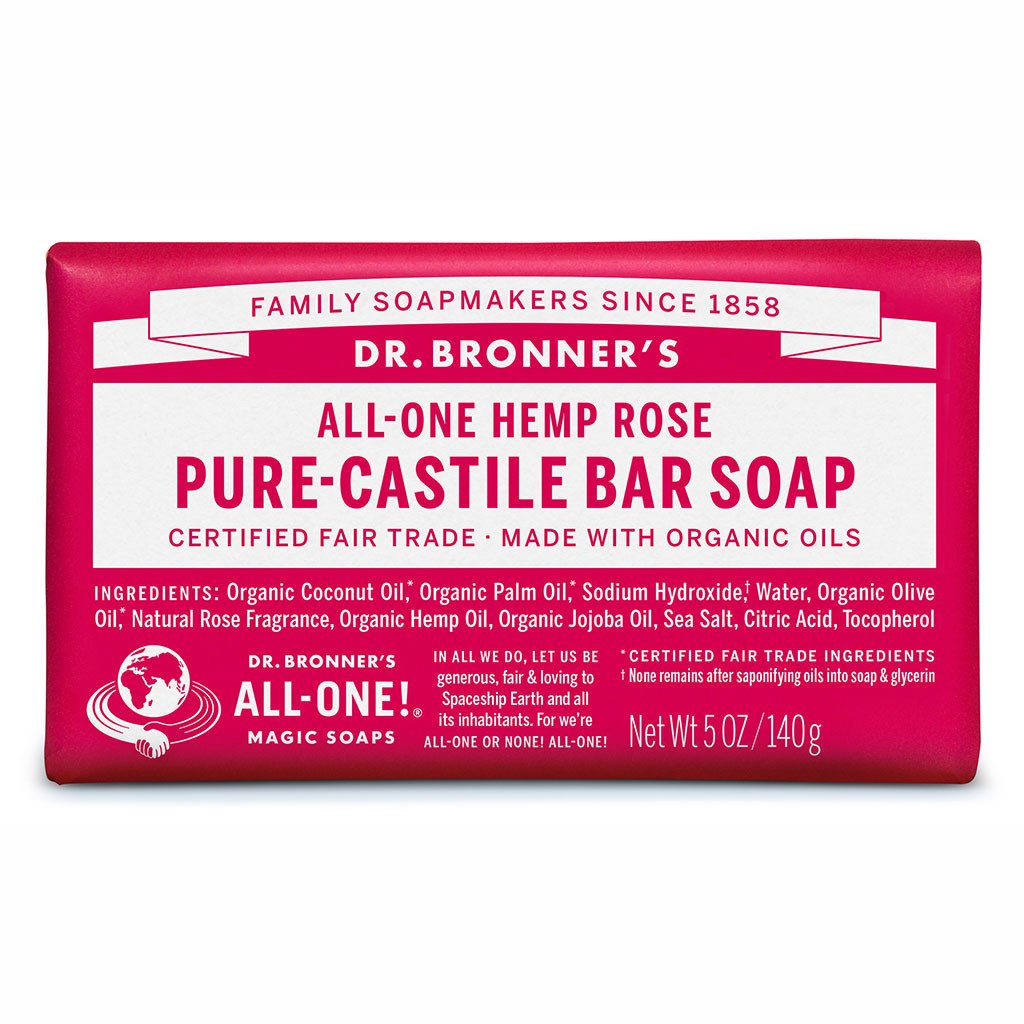 Dr. Bronner's Pure Castile Bar Soap Rose 140g-The Living Co.