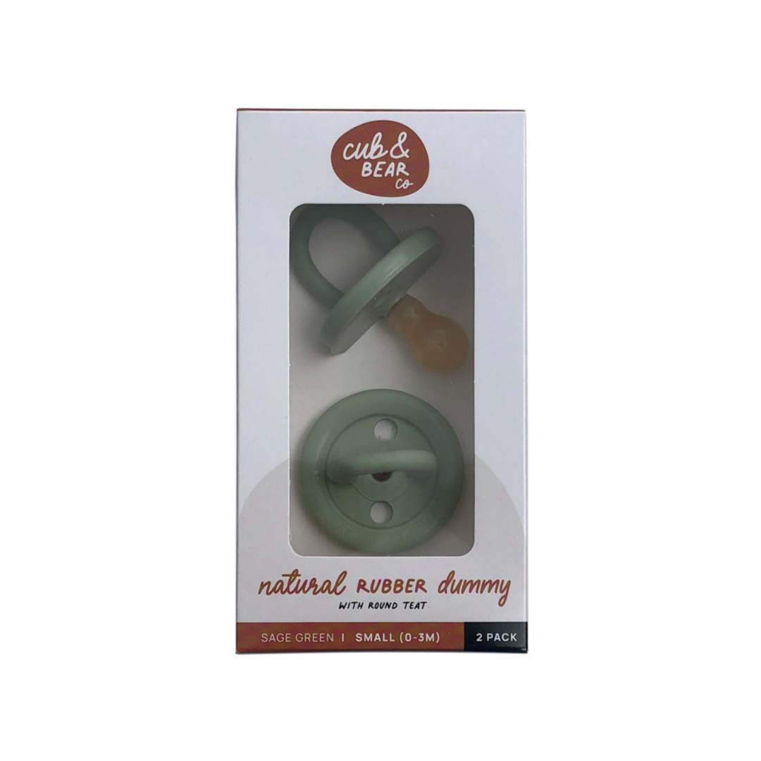 Cub & Bear Co Natural Rubber Dummy - Sage Green Twin Pack-The Living Co.