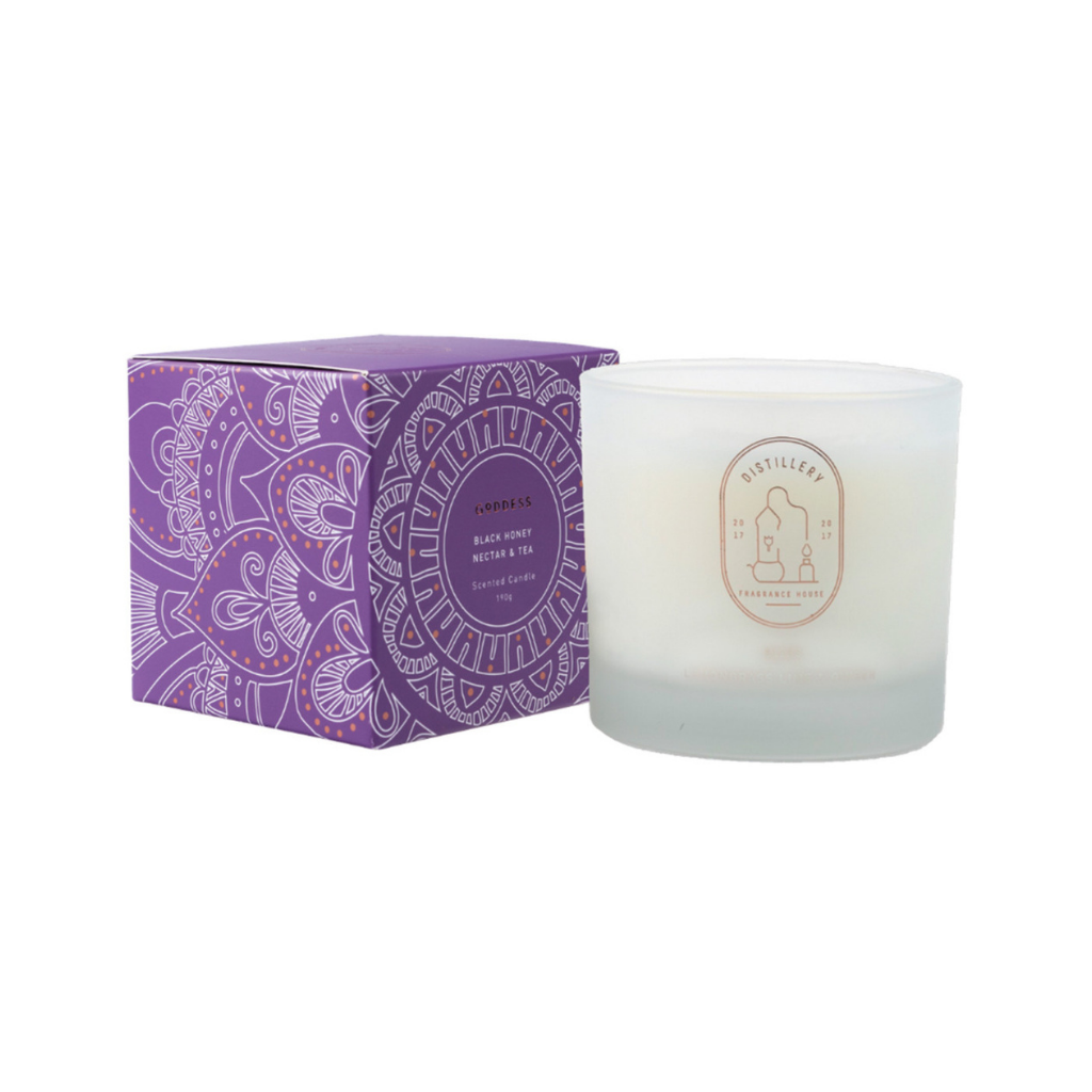 Distillery Fragrance House Soy Candle Goddess Black Honey Nectar & Tea 190g-The Living Co.