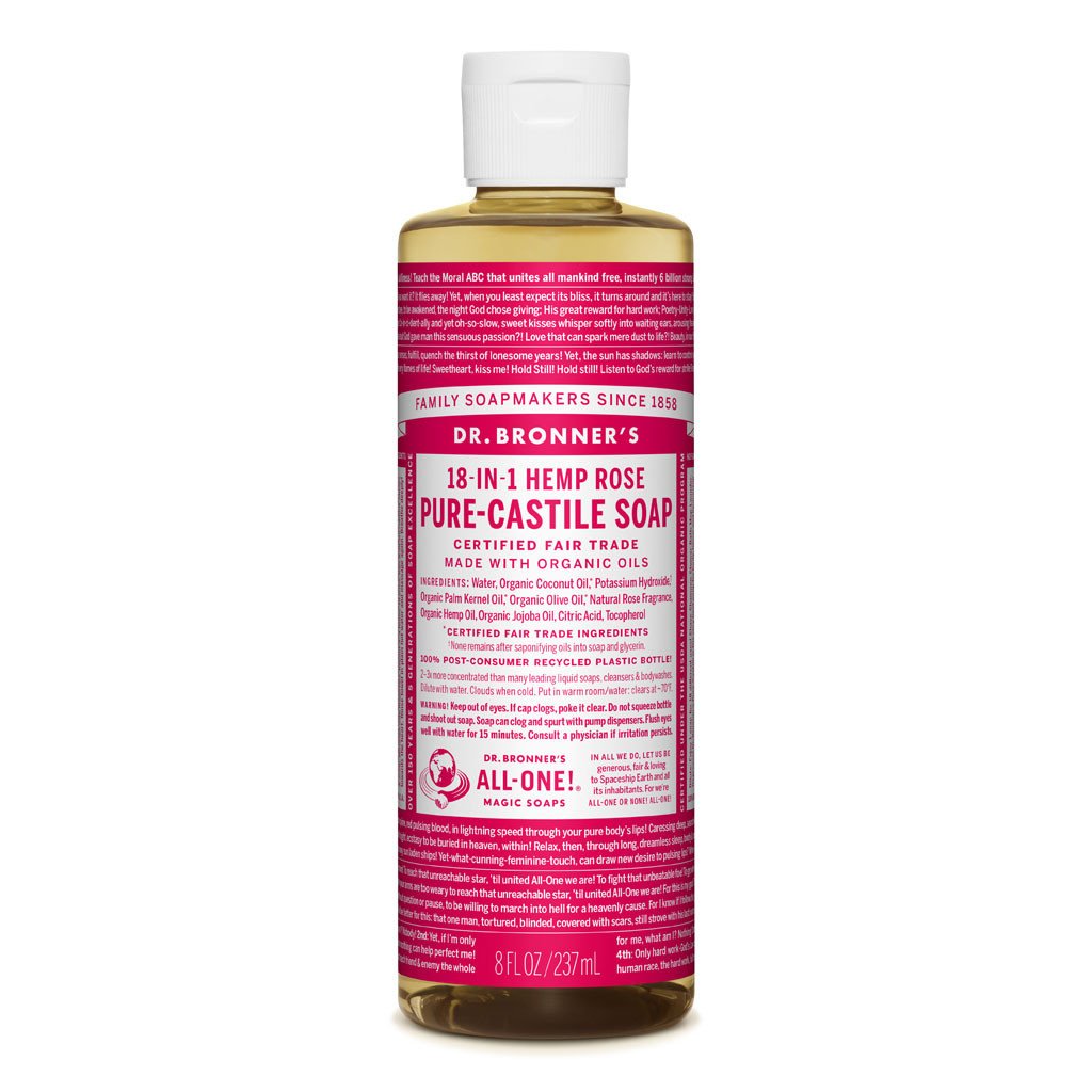 Dr. Bronner's Pure-Castile Liquid Soap Rose-The Living Co.