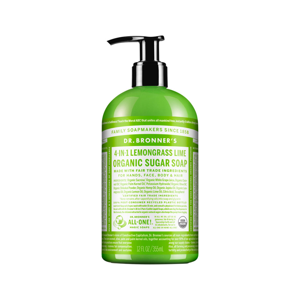 Dr. Bronner's Sugar Soap Lemongrass Lime-The Living Co.