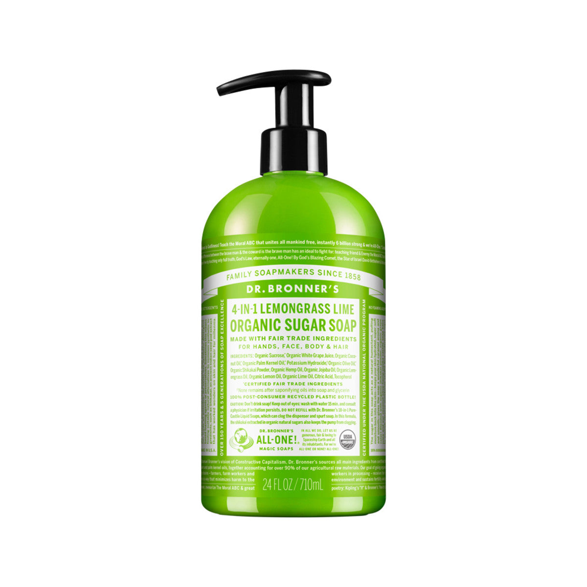 Dr. Bronner's Sugar Soap Lemongrass Lime-The Living Co.