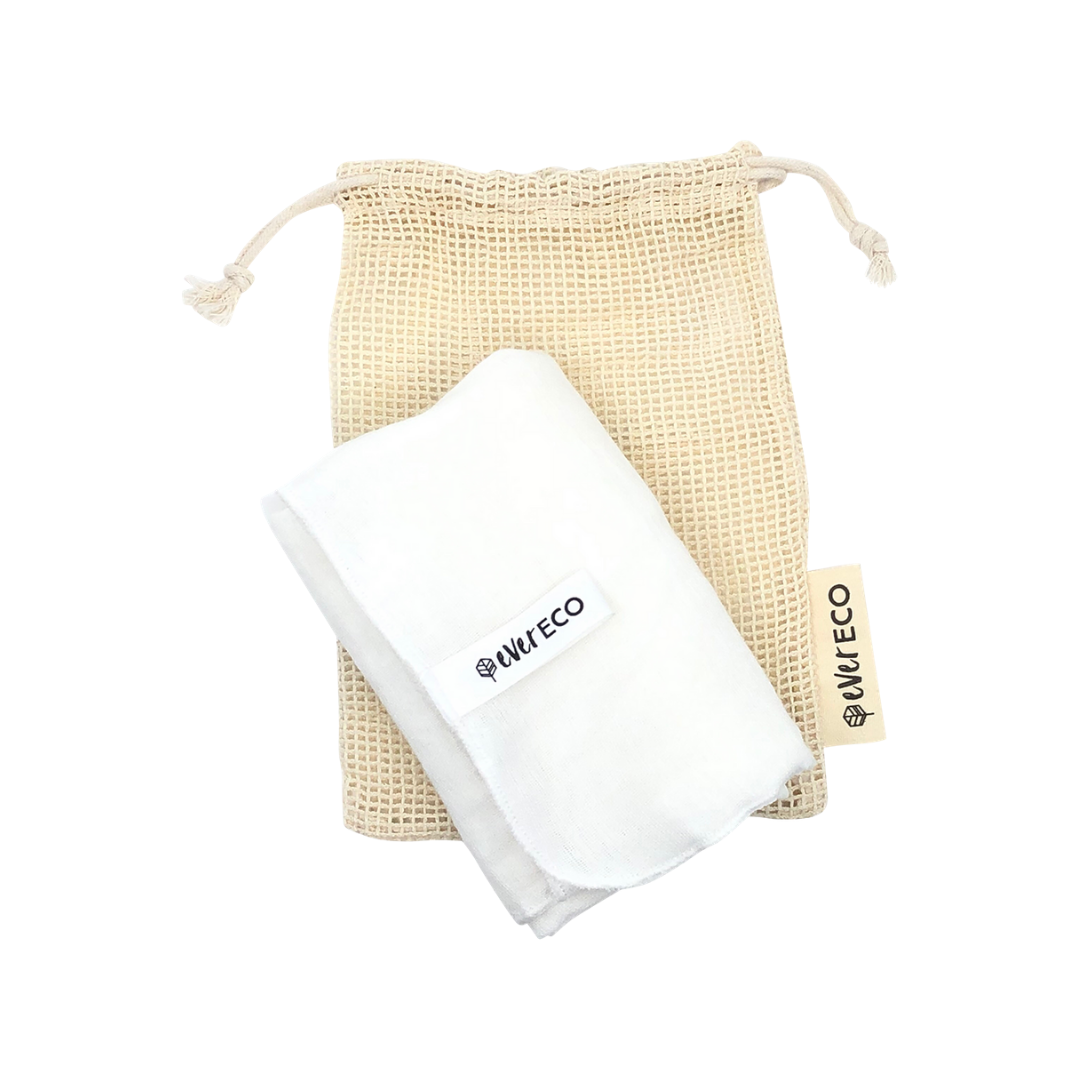 Ever Eco Muslin Facial Cloths With Cotton Wash Bag