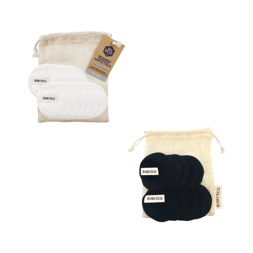 Ever Eco Replacement Bamboo Facial Pads With Cotton Wash Bag 10pk-The Living Co.