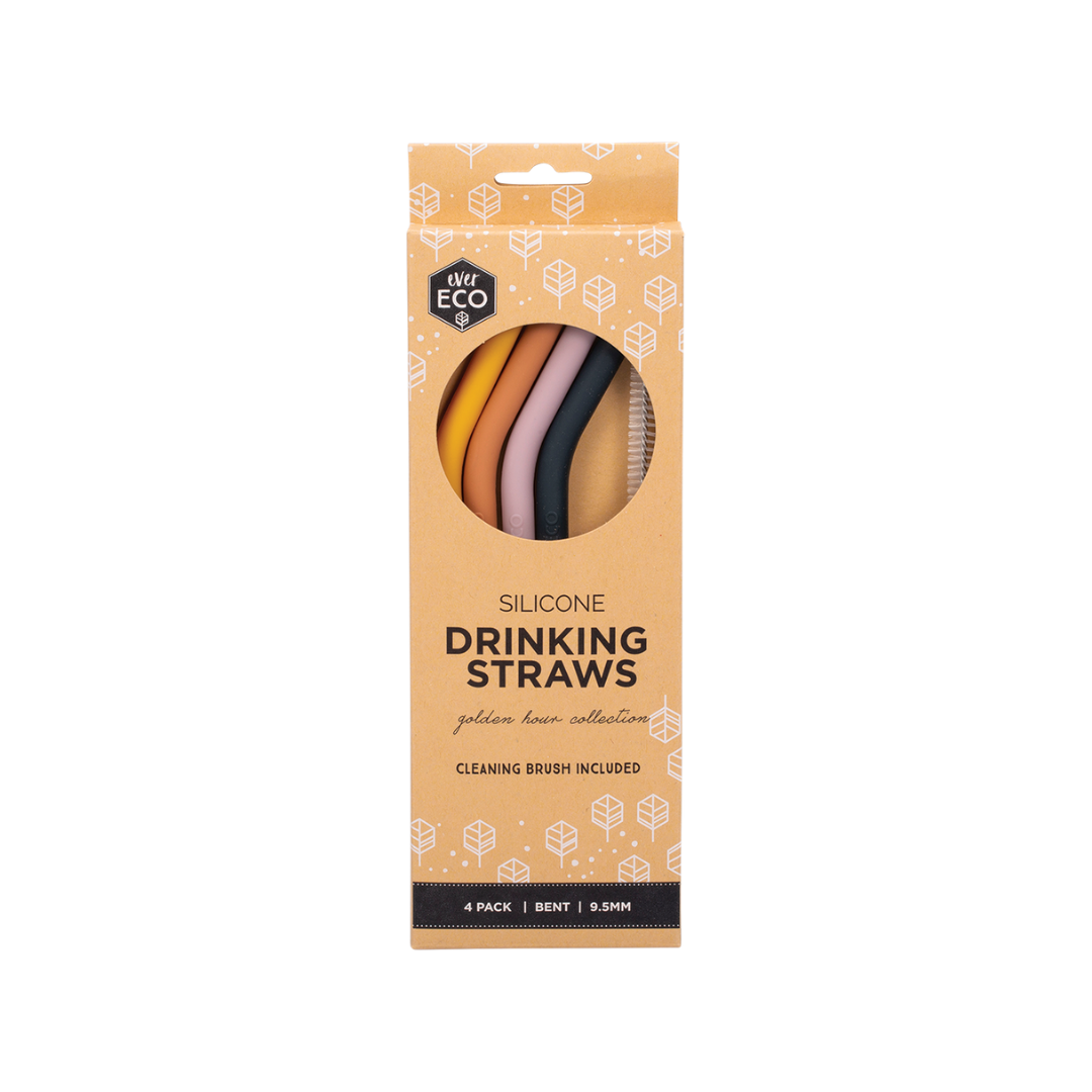 Ever Eco Silicone Straws - Bent Golden Hour 4pk