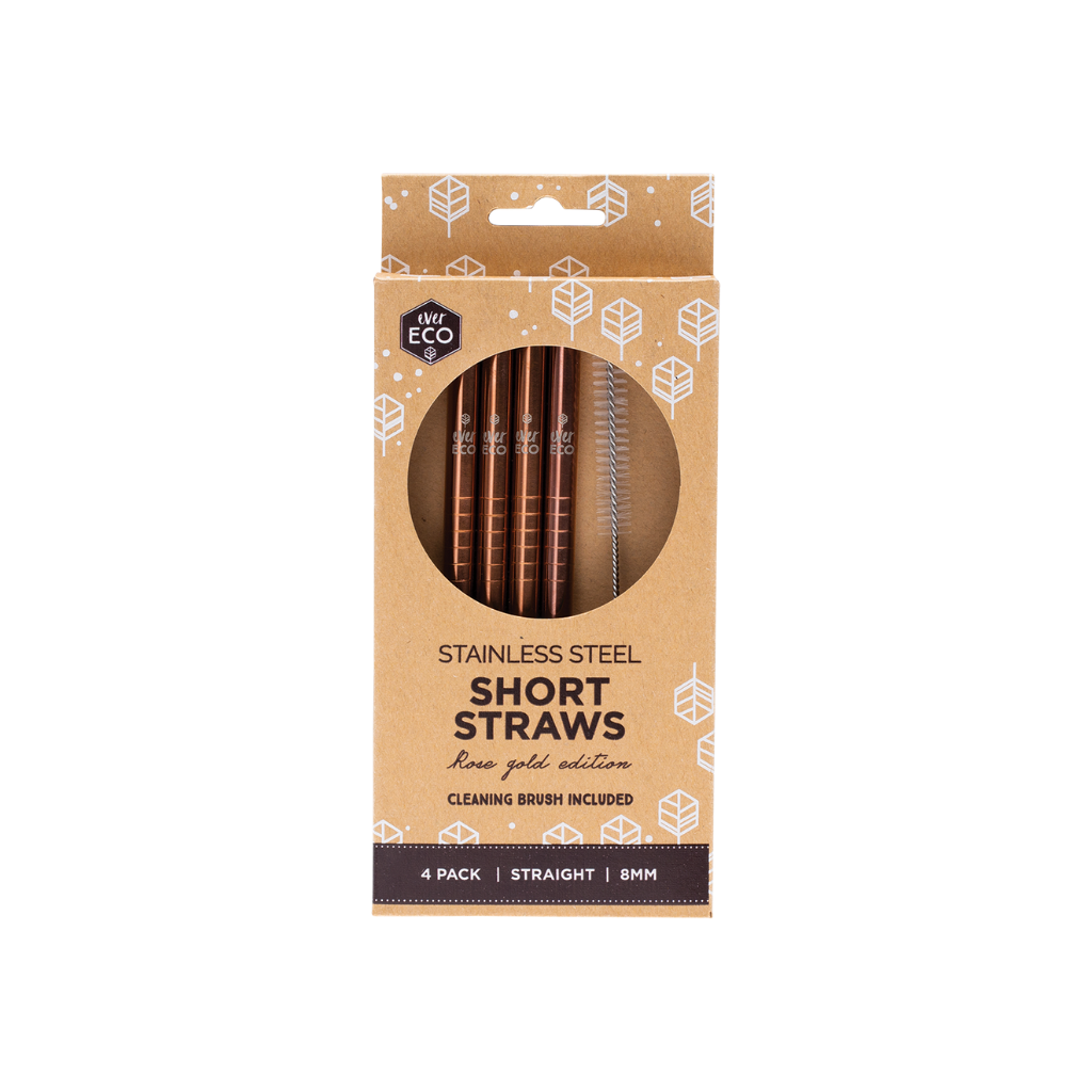 Ever Eco Rose Gold Short Straight Straws - 4pk