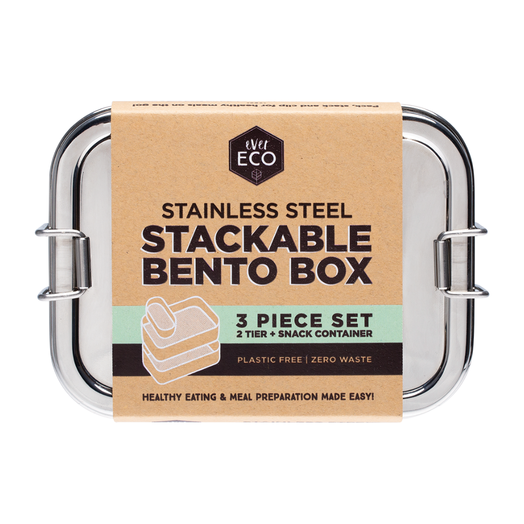 Ever Eco Stackable Bento Box 2 Tier + Mini Container 1200ml