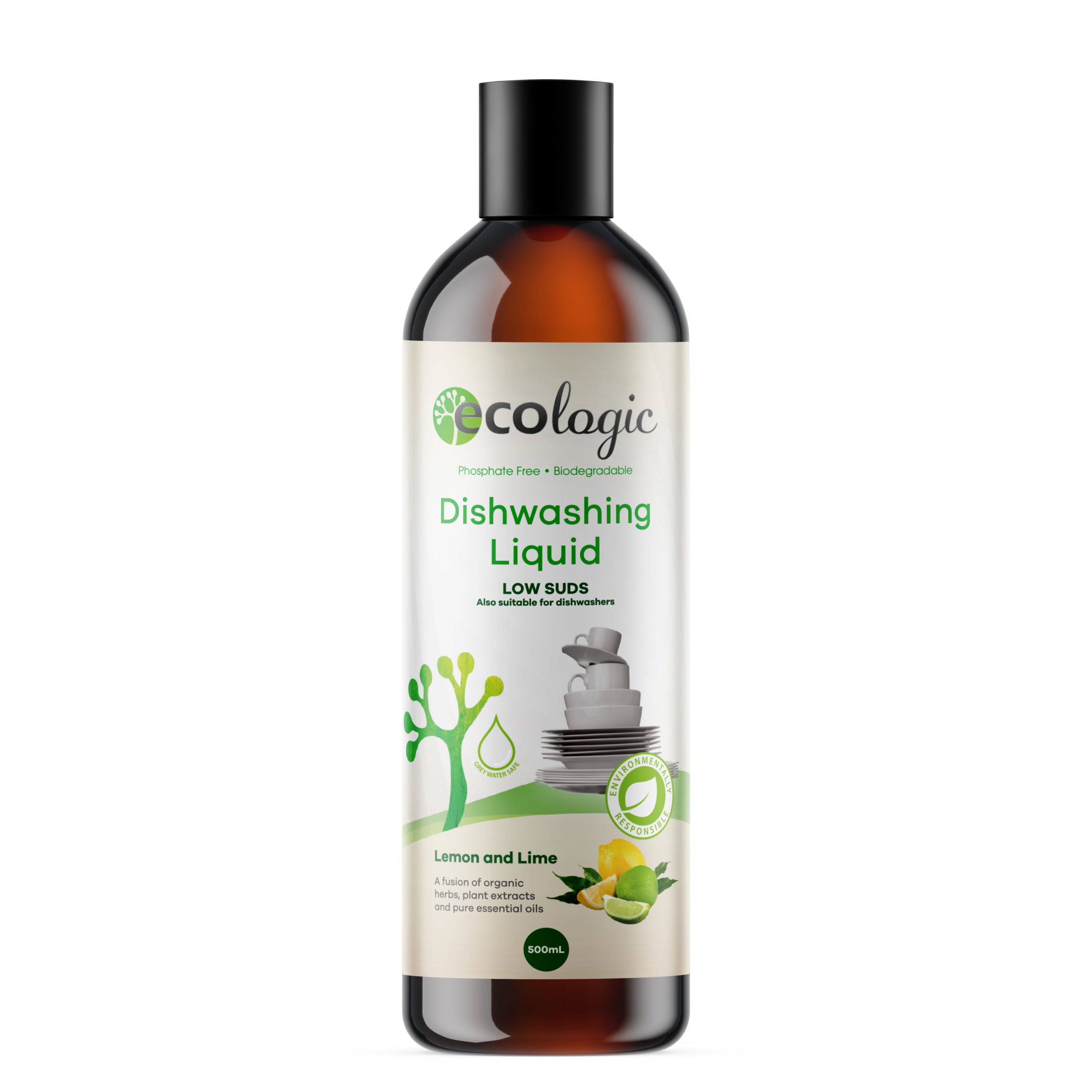 ECOLogic Lemon & Lime Dishwashing Liquid 500mL-The Living Co.