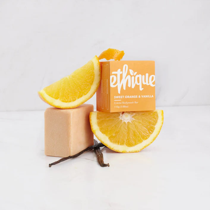 Ethique Solid Cream Body Cleanser Bar Sweet Orange & Vanilla 110g-The Living Co.