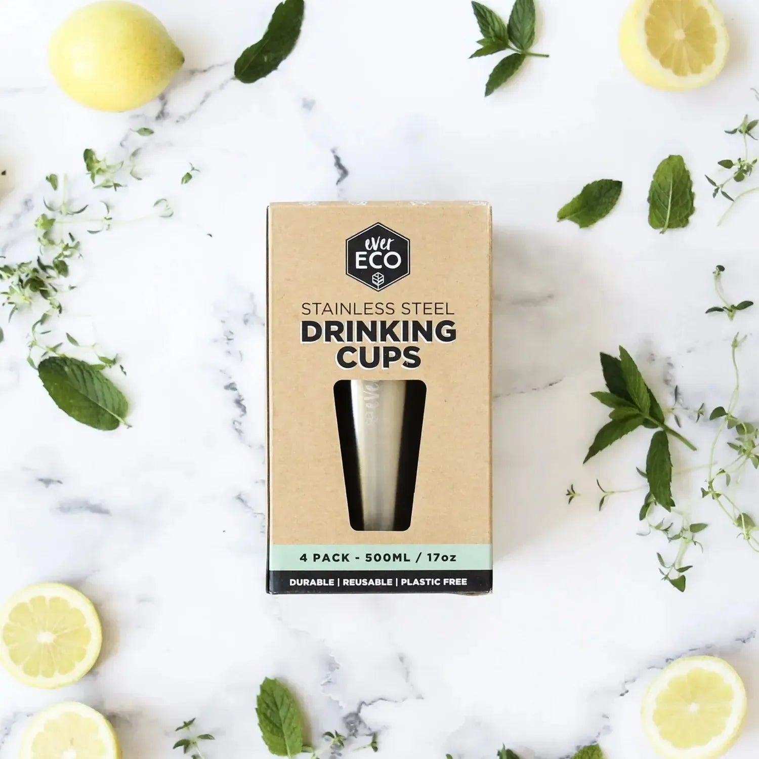 Ever Eco Stainless Steel Drinking Cups 4x500ml