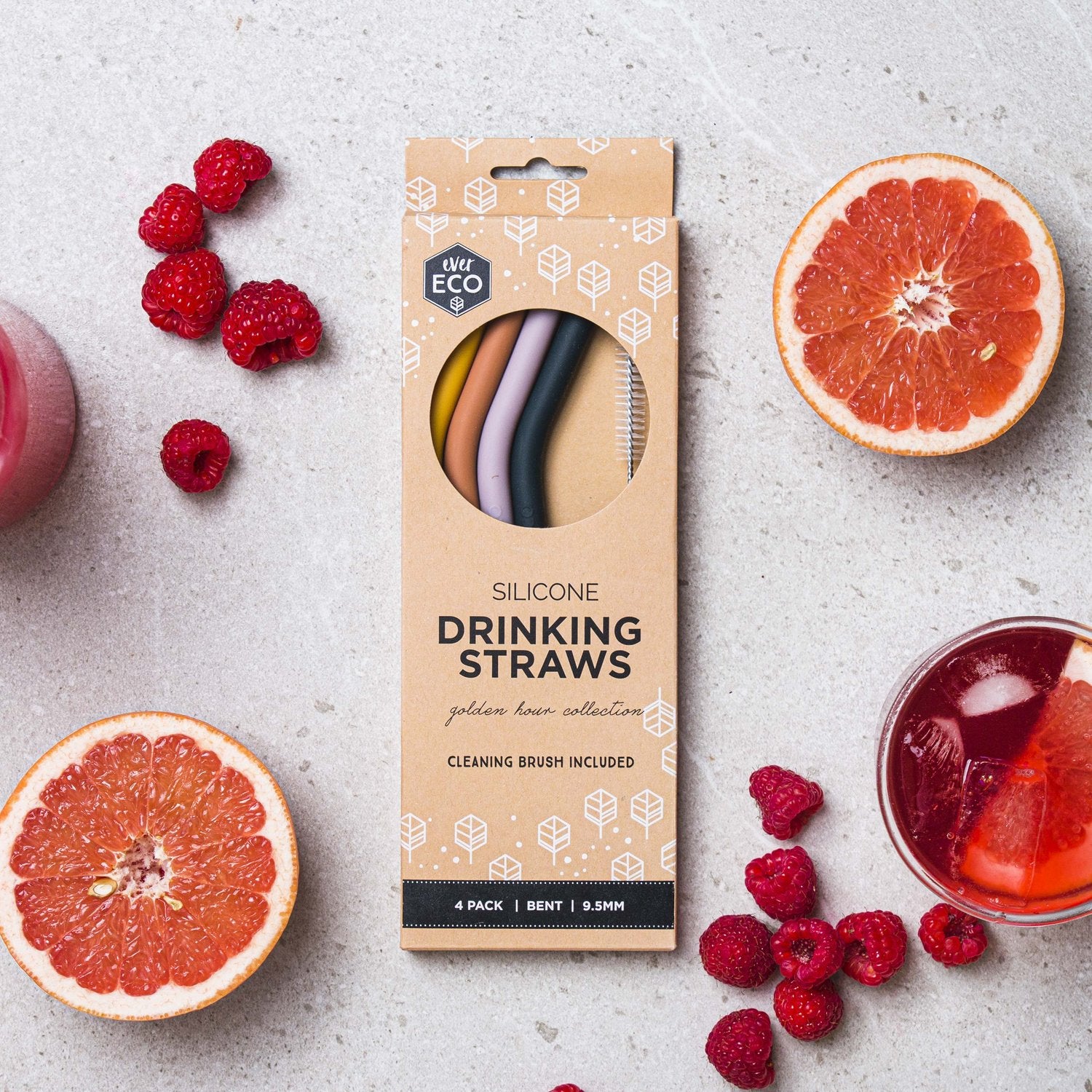 Ever Eco Silicone Straws - Bent Golden Hour 4pk