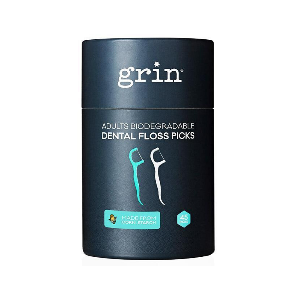 Grin Biodegradable Dental Floss Picks - Adults 45pk-The Living Co.