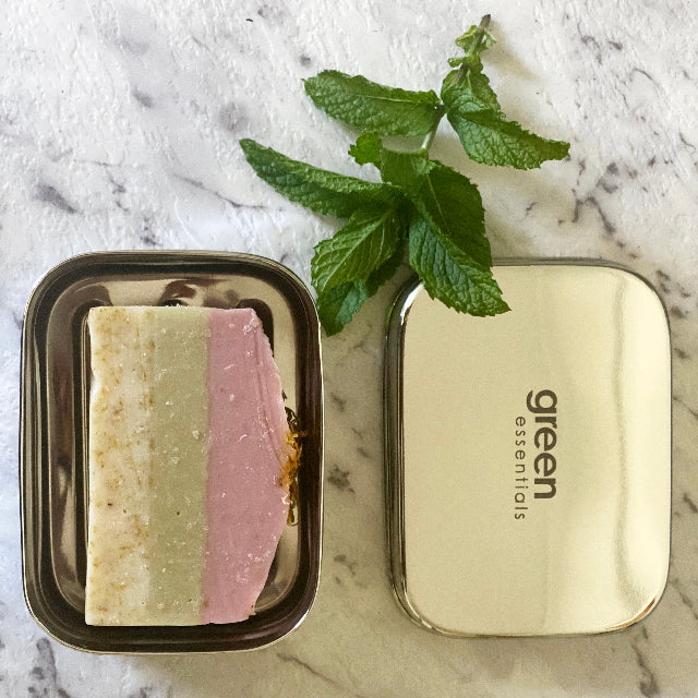 Stainless Steel Soap Dish Green Essentials