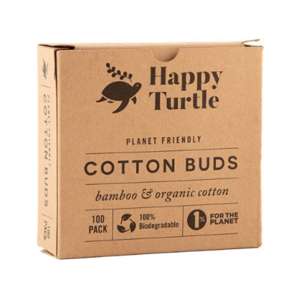 Happy Turtle Organic Cotton & Bamboo Cotton Buds - 100 pack-The Living Co.