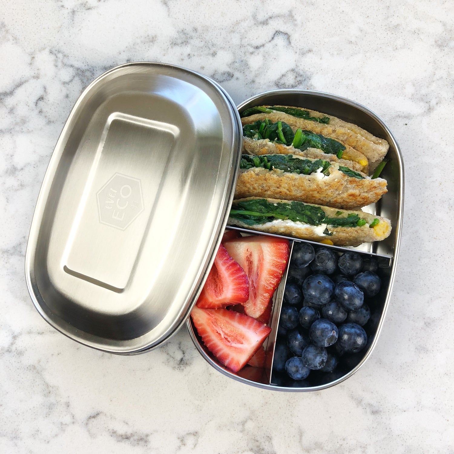 Ever Eco Stainless Steel Bento Snack Box 3 Compartments 580ml-The Living Co.