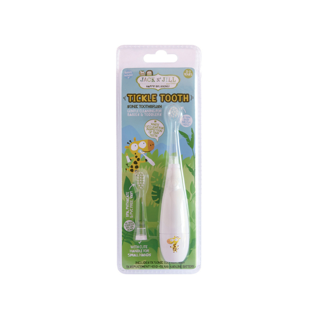 Jack n' Jill Tickle Tooth Sonic Toothbrush (0-3 years) (includes replacement head)-The Living Co.