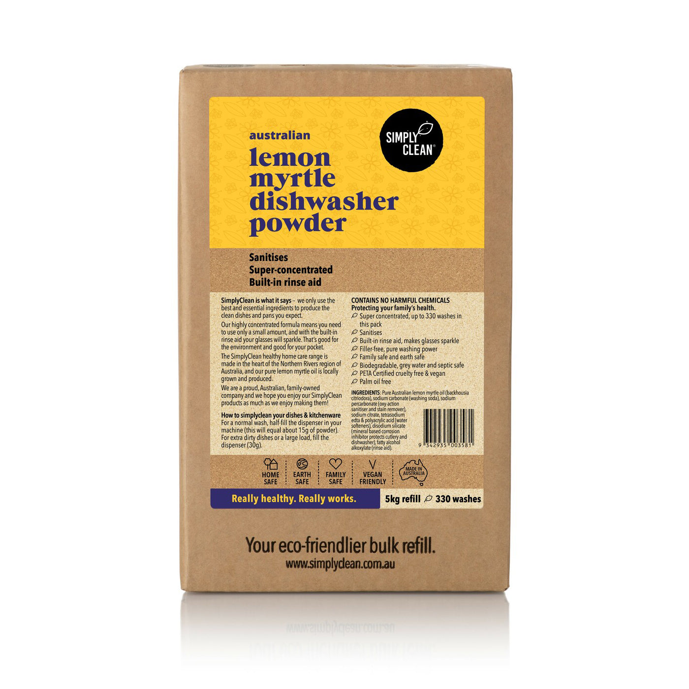 Simply Clean Lemon Myrtle Dishwasher Powder-The Living Co.