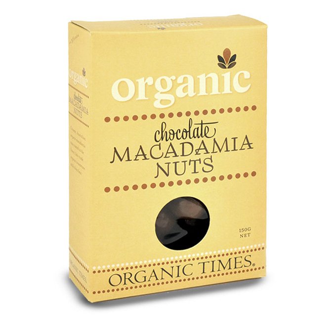 Organic Times Milk Chocolate Macadamia Nuts 150g-The Living Co.