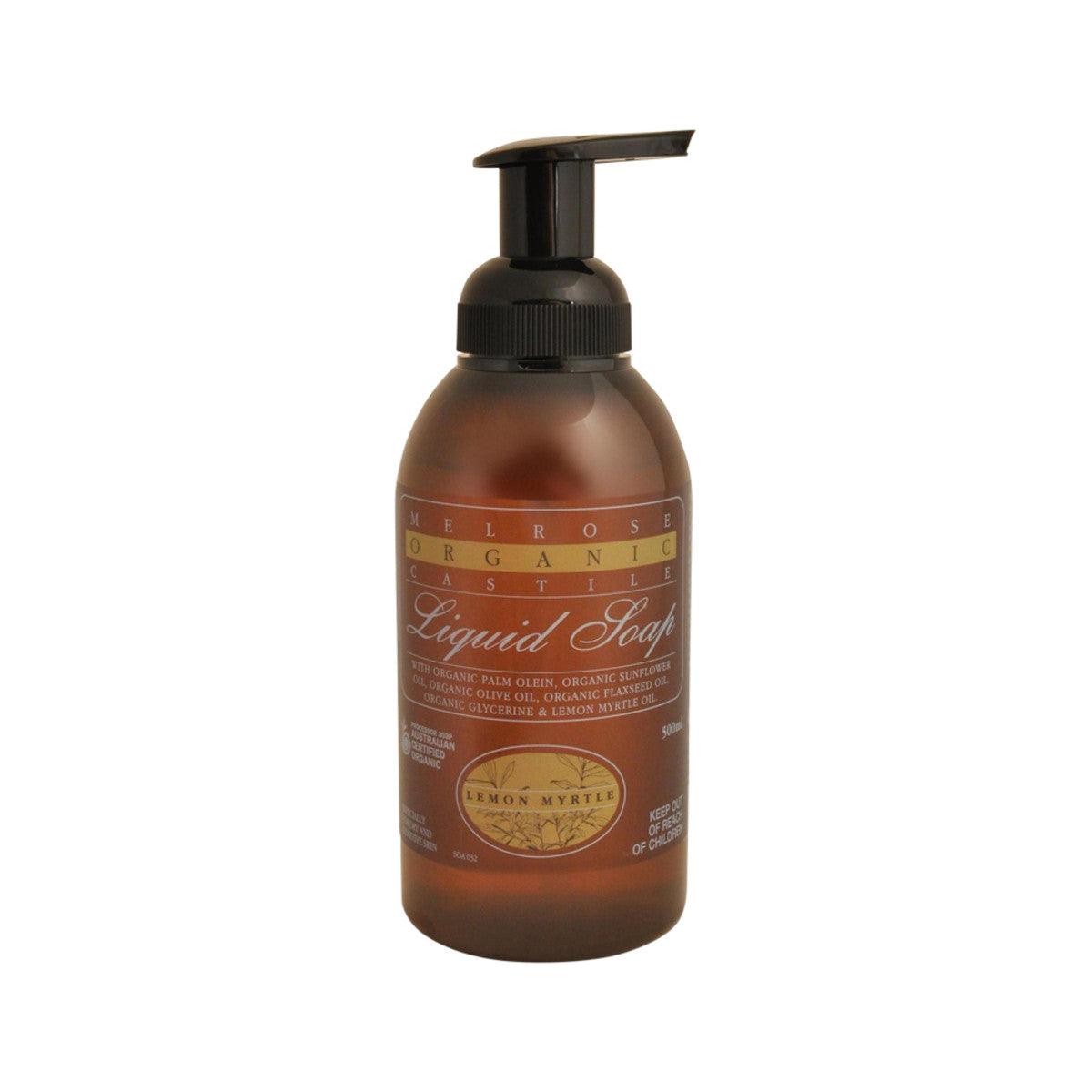 Melrose Organic Castile Soap Lemon Myrtle Pump 500ml-The Living Co.