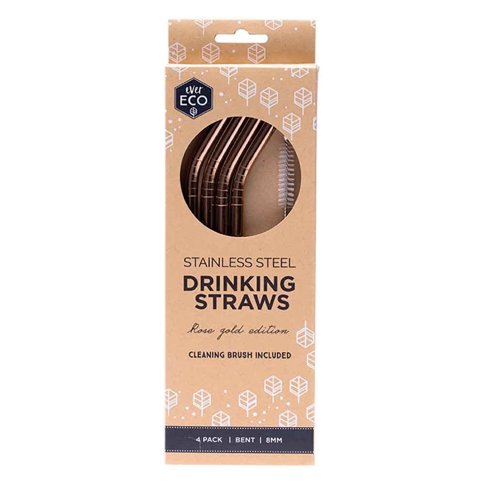 Ever Eco Rose Gold Straws Bent - 4pk