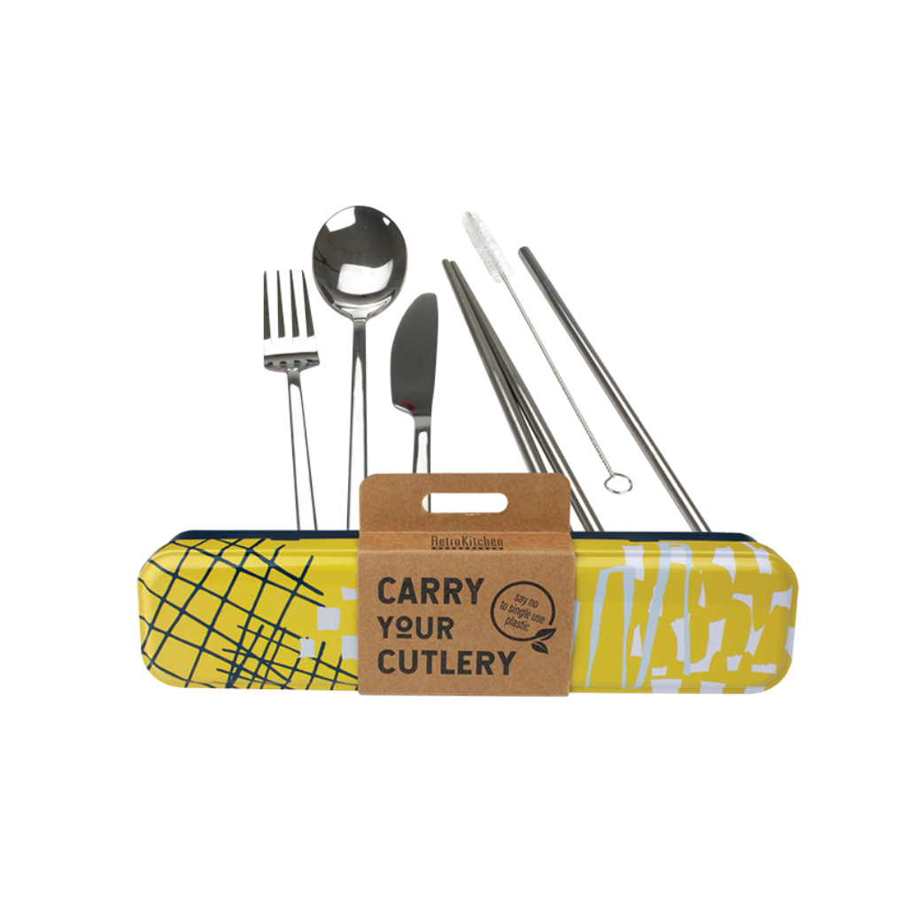 RetroKitchen Carry Your Cutlery - Abstract Stainless Steel Cutlery Set-The Living Co.