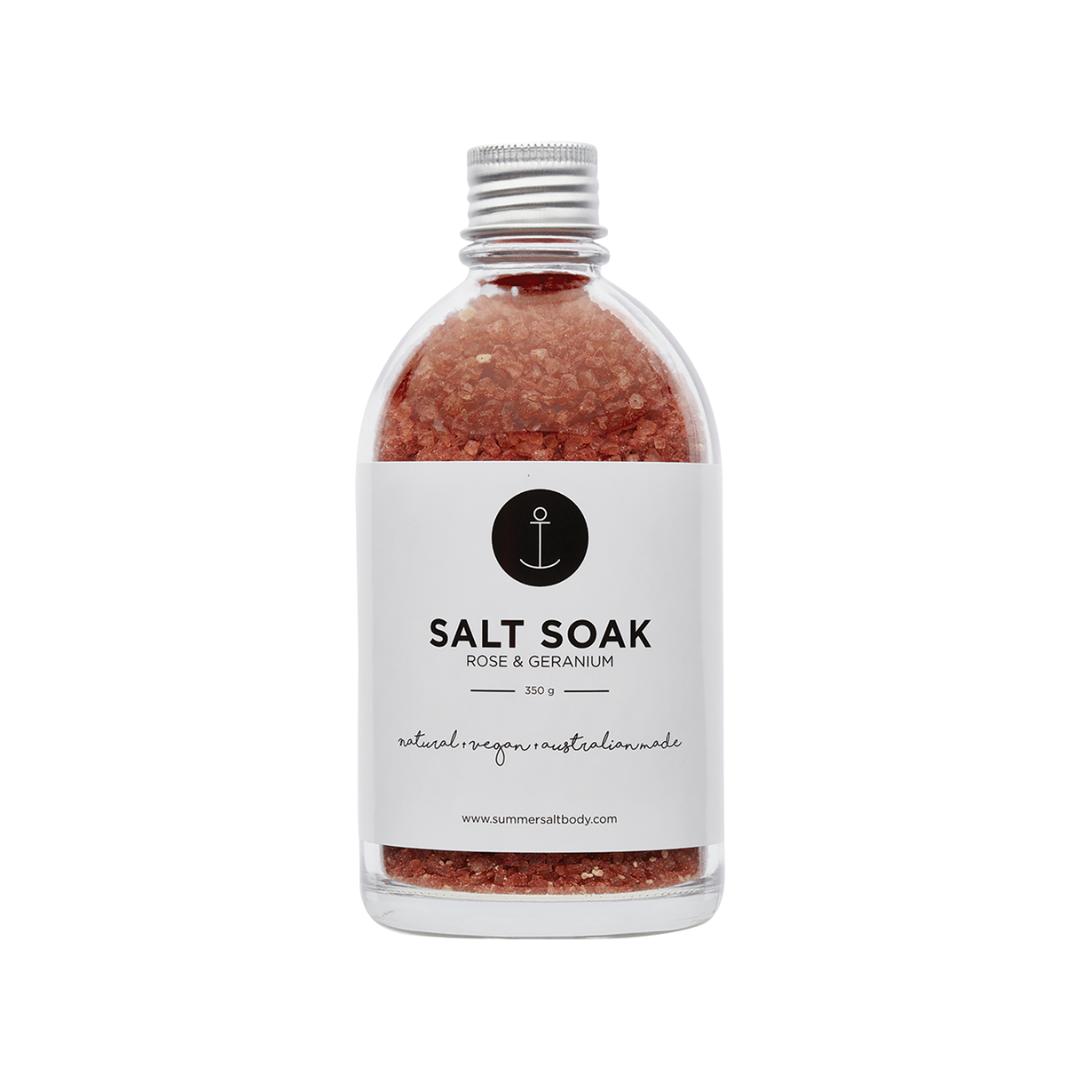 Summer Salt Body Salt Soak Rose & Geranium 350g-The Living Co.