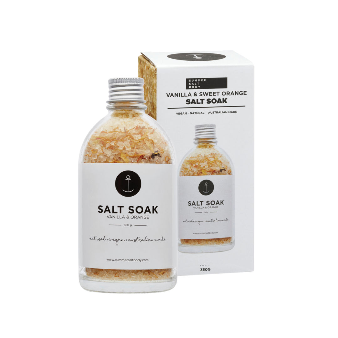 Summer Salt Body Salt Soak Vanilla & Sweet Orange 350g-The Living Co.