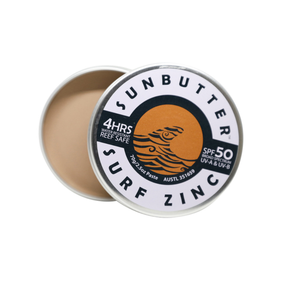 Sunbutter Skincare Sunscreen Surf Zinc Tan SPF 50 Tin 70g-The Living Co.