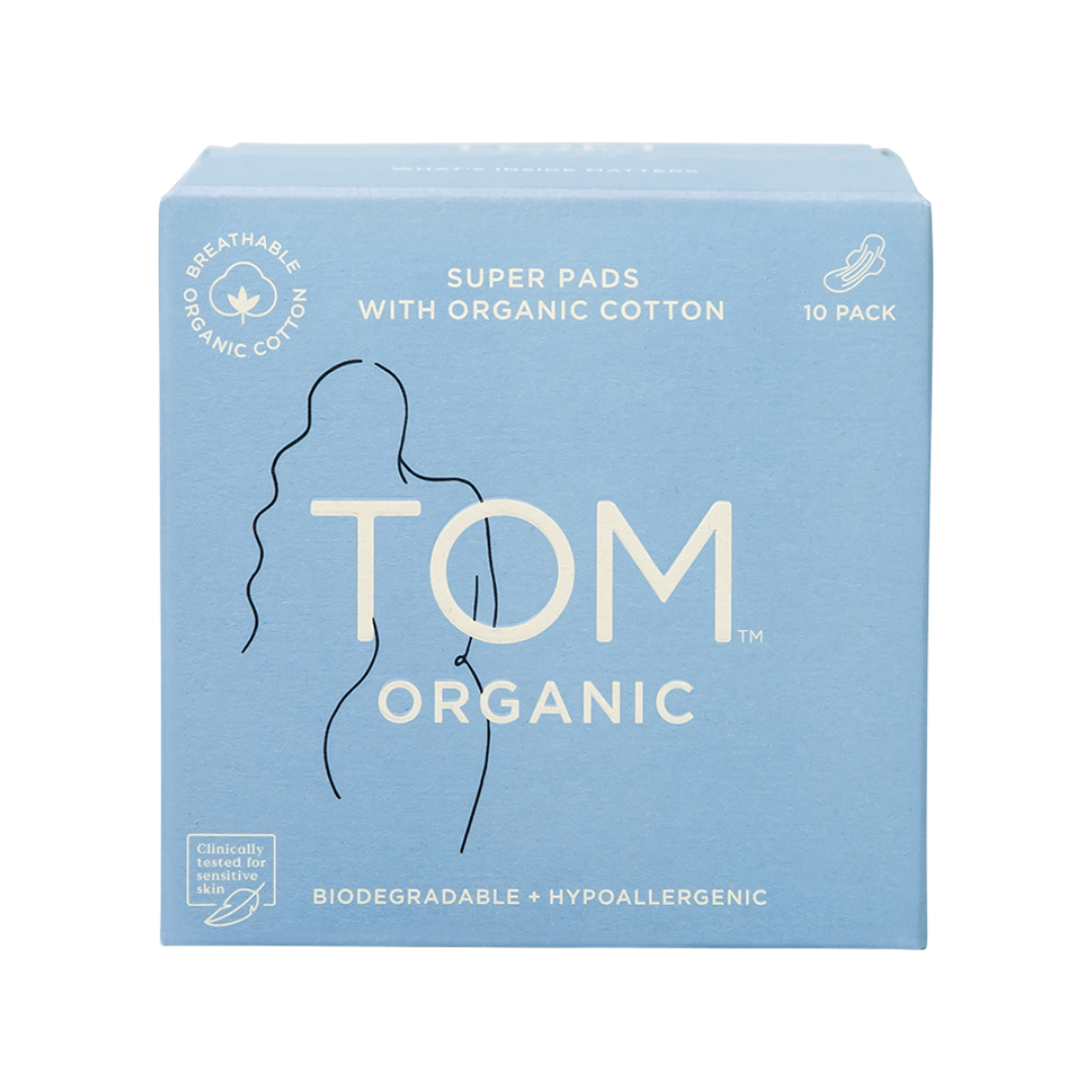 TOM Organic Pads Super with Wings 10-The Living Co.