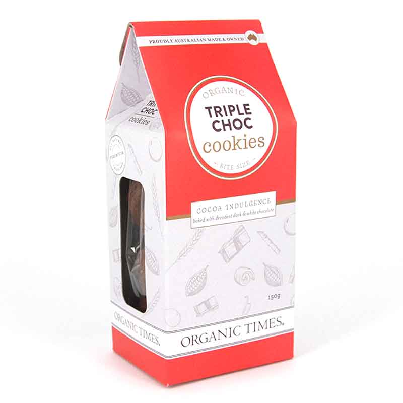 Organic Times Triple Choc Cookies 150g-The Living Co.