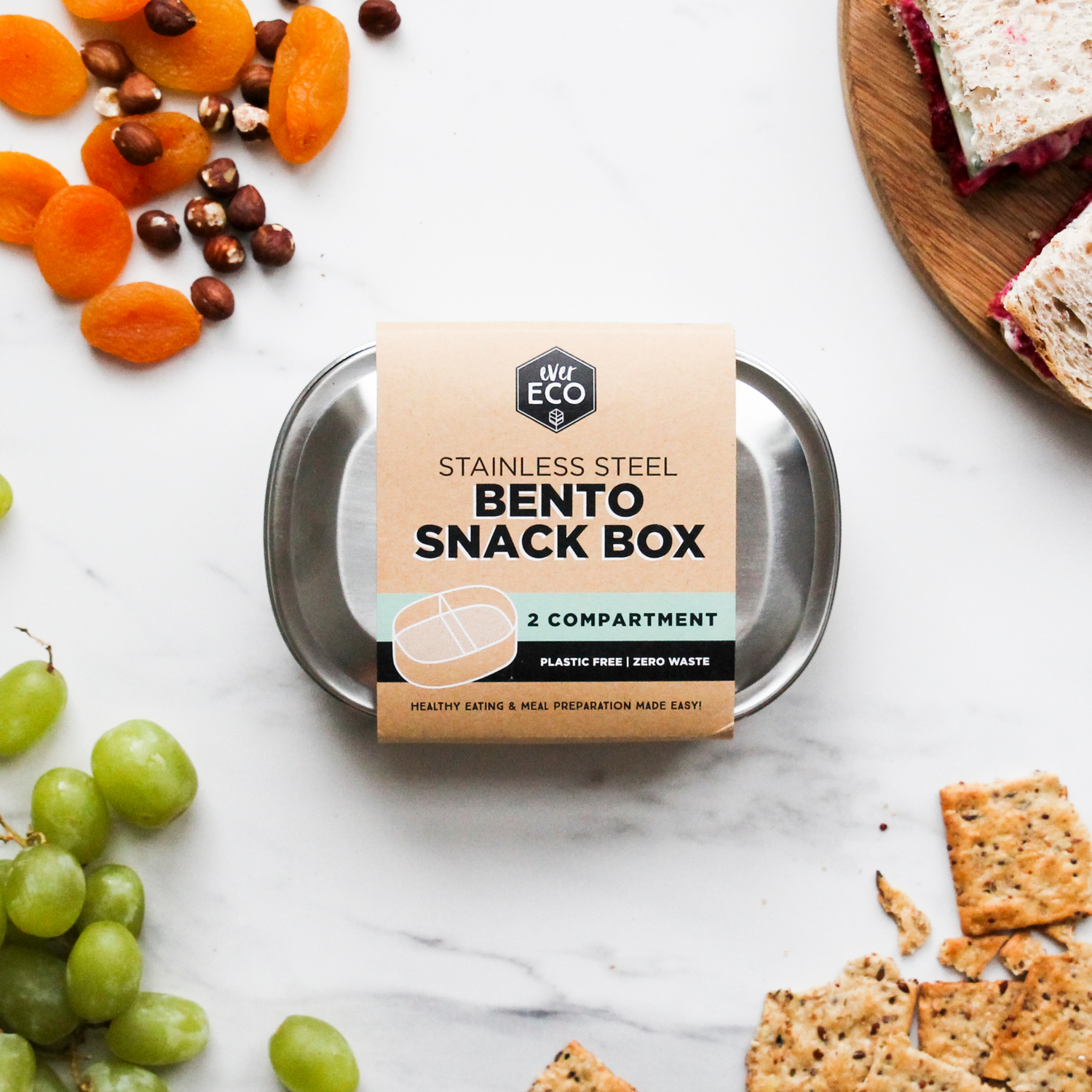 Ever Eco Stainless Steel Bento Snack Box 2 Compartments