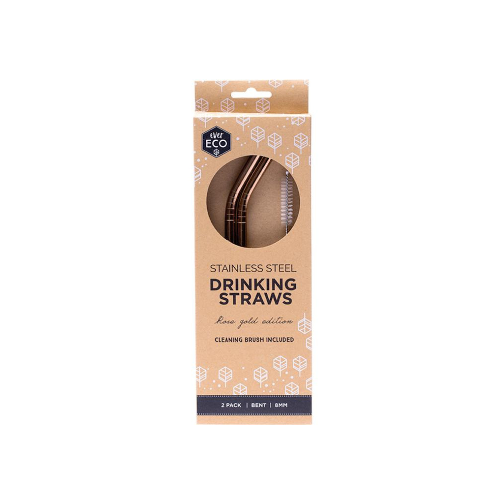 Ever Eco Rose Gold Straws Bent - 2pk