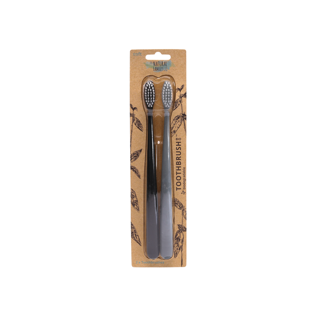 NFco Bio Toothbrush (Twin Pack) Pirate Black & Monsoon Mist-The Living Co.