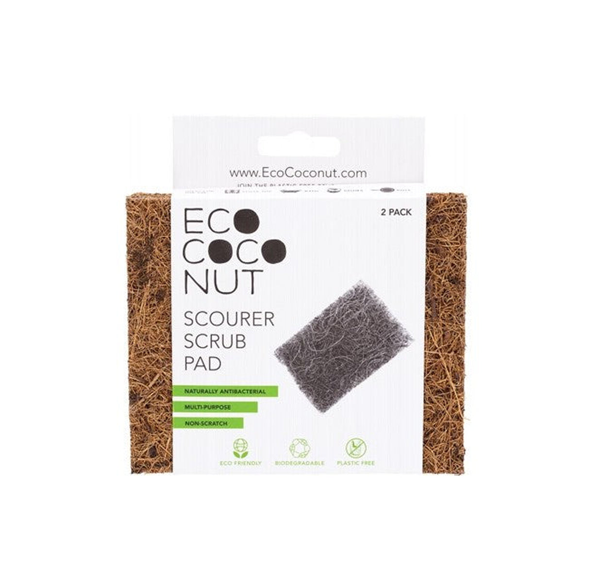 EcoCoconut Coconut Fibre Scourer Scrub Pad 2pk-The Living Co.