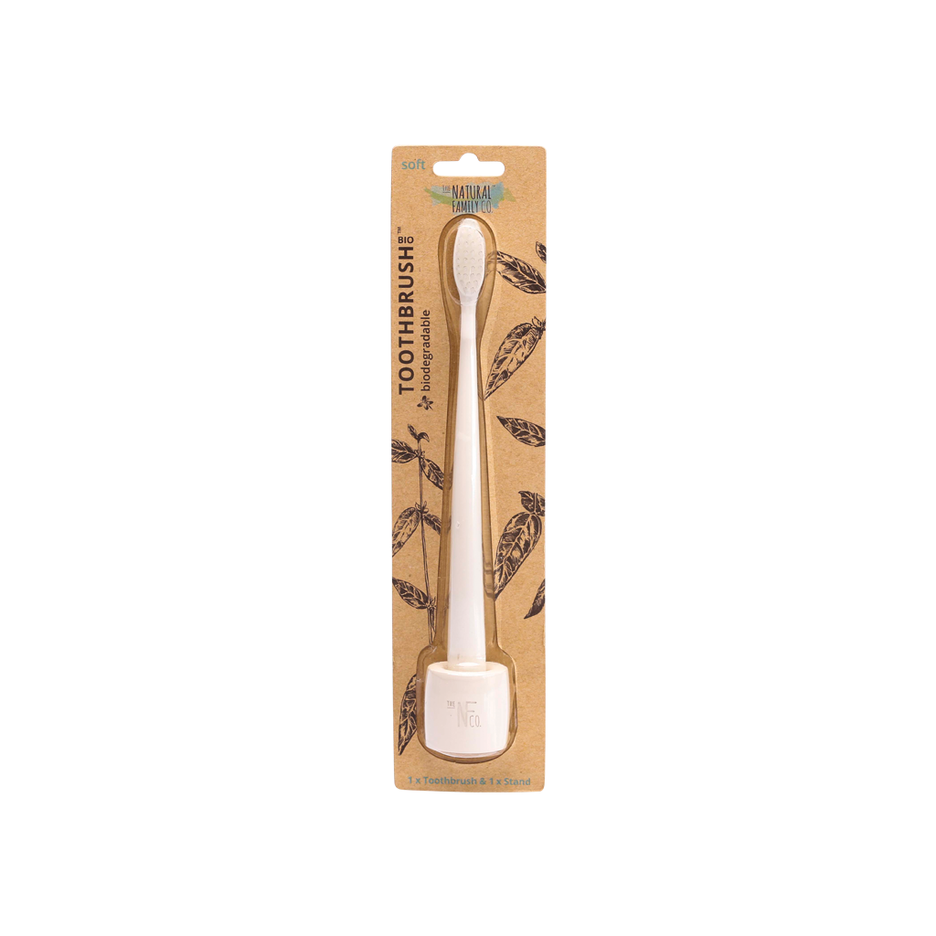 NFco Bio Toothbrush & Stand Soft - Ivory Desert